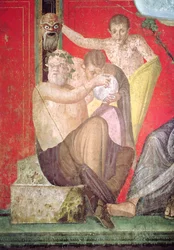 Silenus et le jeune satyre, mur est, Oecus 5, 60-50 av. J.-C.